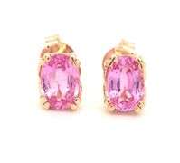14kt Yellow gold 1.30ctw oval pink sapphire stud earrings