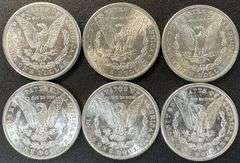 6 Blazing Choice BU 1881-S Morgan Silver Dollars. Original roll