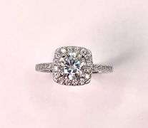 14 Kt White Gold Plate 6.5 mm Fire Moissanite Ring