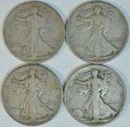 1917-D (Rev), 1917-S (Rev), 1918-D, & 1918-S Walking Liberty Halves