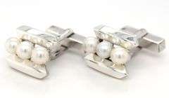 Mikimoto pearl cuff links in sterling silver