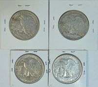 Upper end 1939-S, 1942-S, 1944-S, & 1945-D Walking Liberty Half Dollars
