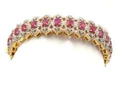Enamoring 10.58CTW Oval Shaped Emerald-Cut Rubies & 5.04CTW Diamond Bangle Bracelet on  14kt Yellow 