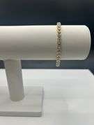 14 Kt Yellow Gold Plated VVs1 37 Individual Princess Cut Lab Simulated Diamond Tennis Bracelet.