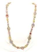 Awesome 13.50CTW Emerald-Cut Multi-Color Sapphire & 6.12CTW Diamond Necklace in 14K Yellow Gold Over
