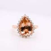 Impressive 4.34ct. Morganite & Diamond Ring in 14K rose gold
