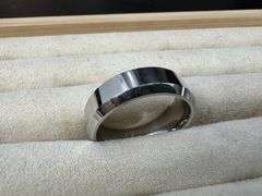 Men's Cobalt Chrome Shiny with Beveled Edge Wedding Band Comfort Fit Ring Size 12