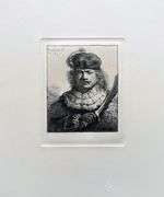 Rare Collectible Etching by Rembrandt, Self Portrait with Raised Sabre
