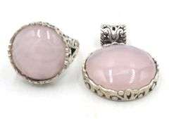 Vintage 925 sterling silver Lavender Jade ring and pendant