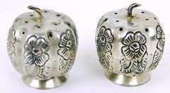 Early Mexico Sterling Silver Pumpkin Salt & Pepper Shakers