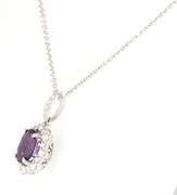 New 1.03ct Oval Amethyst and 0.50ctw Diamond Frame Pendant Necklace in 18K