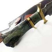 Black Damascus Steel Hunting Knife Camel Bone Handle