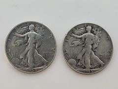 1934 & 1945 Walking Liberty Half Dollars, Circulated