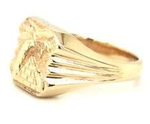 Gent's 14kt yellow gold pyramid and palm tree ring