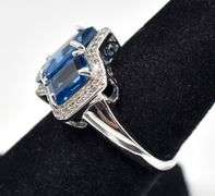Blue Topaz and CZ Gemstone Ring in Sterling Silver