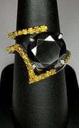 Dazzling Huge 7.5 Ct Silk Black Lab Simulated Diamond 2 Band Ring