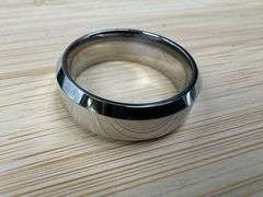 Men's Cobalt Chrome Shiny with Beveled Edge Wedding Band Comfort Fit Ring Size 12