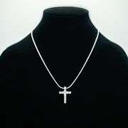 Sparkling 14 Kt White Gold Plated Simulated Diamond Cross Pendant