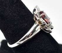 Red Garnet and CZ Gemstone Ring in Sterling Silver