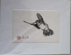 Collection of 3 original painting by Ping Zheng hand signed. Birds