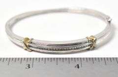 Diamond Hinged Bangle Bracelet in Sterling Silver