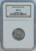 Flawless NGC MS70 graded 2005 $25 pure Platinum Eagle