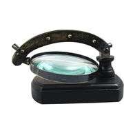 Brass Map Reader Magnifying Glass with Wooden Stand