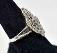 Yellowish Gemstone and CZ Gemstone Ring in Sterling Silver