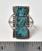 Antonio Yazzie Turquoise Inlay Ring in Sterling Silver