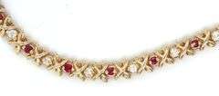 14kt Yellow gold ruby and diamond tennis bracelet