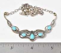 Turquoise Gemstone Necklace in Sterling Silver
