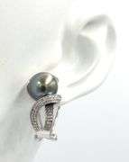 14kt White gold grey pearl and diamond accent earrings