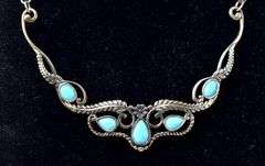 Turquoise Gemstone Necklace in Sterling Silver