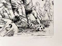 Highly Collectible LeRoy Neiman Signed Soccer Etching 1980