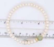 White Fresh Water Pearl and Jade Bypass Bracelet