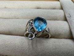 Sterling Silver Blue Topaz Gemstone Ring Size 6