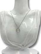 Sparkling White gold Round Brilliant Cut Diamond in Circle Pendant on Chain
