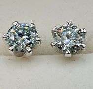 14 Kt White Gold Plate 2.5 Ct Ice Blue Fire Moissanite Earrings