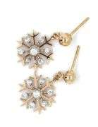 14kt Yellow gold diamond snowflakes dangle earrings