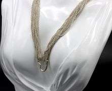 Tiffany & Co multi strand mesh open heart pendant necklace