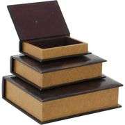 Set of 3 Book Style Wooden Boxes