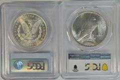 Near Gem BU 1921 Morgan & 1923 Peace Silver Dollars. PCGS MS64