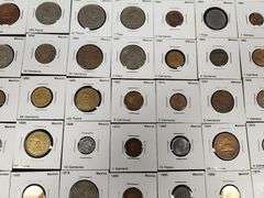 Lot Of 65 Coins From Mexico In Cardboard Holders
