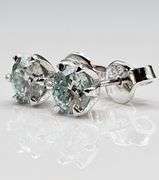 14 Kt White Gold Plate 2.5 Ct Ice Blue Fire Moissanite Earrings