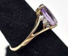 Amazing Amethyst and Diamond Ring in 10K Yellow Gold