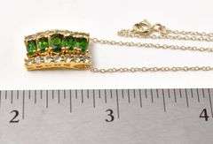 Emerald and Green Amethyst Gemstone Pendant Necklace in Vermeil Sterling Silver