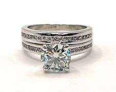 Large 3.7 Ct VVs1 Lab Simulated Diamond 2 Band Engagement Ring Set