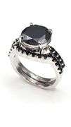 Dazzling 4.7 Ct Silk Black Lab Simulated Diamond 2 Band Ring