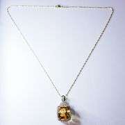 Citrine and Diamond Necklace in 14K gold
