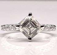 Sparkling 3.25 Ct VVs1 White Asscher Cut Moissanite Ring